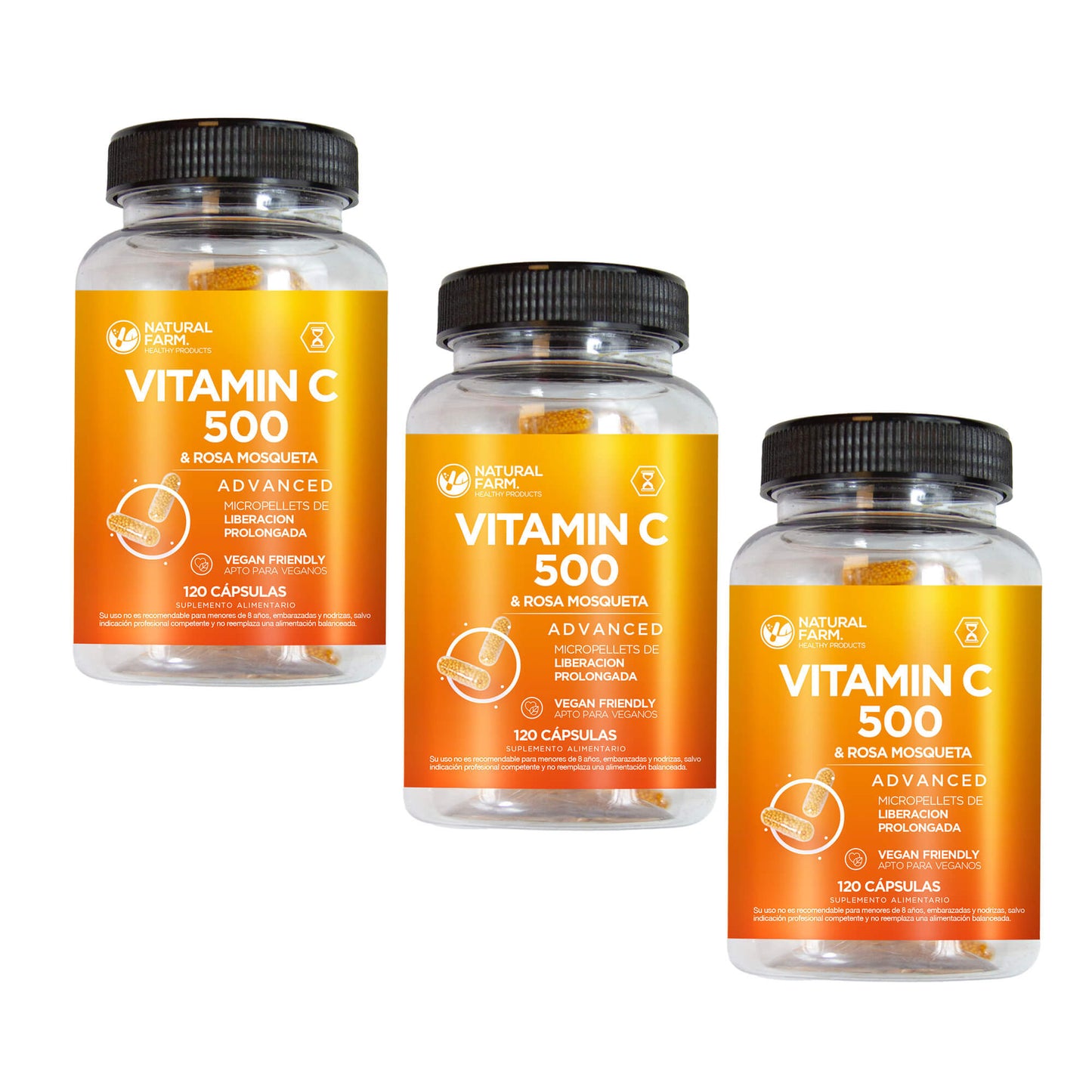 Vitamina C con Rosa mosqueta 120 cápsulas microgránulos