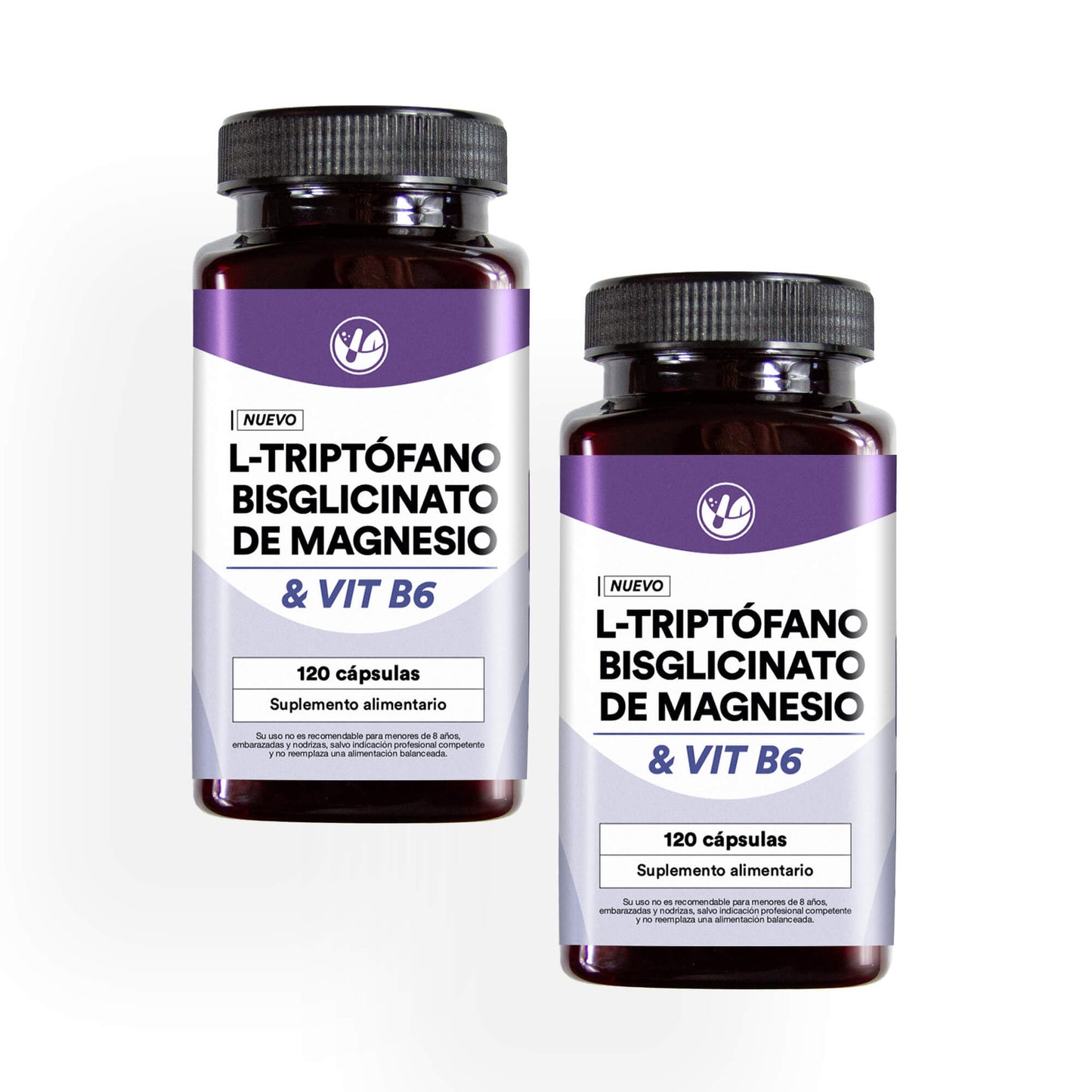 L-Triptófano + Bisglicinato de magnesio + Vitamina B6 120 cápsulas