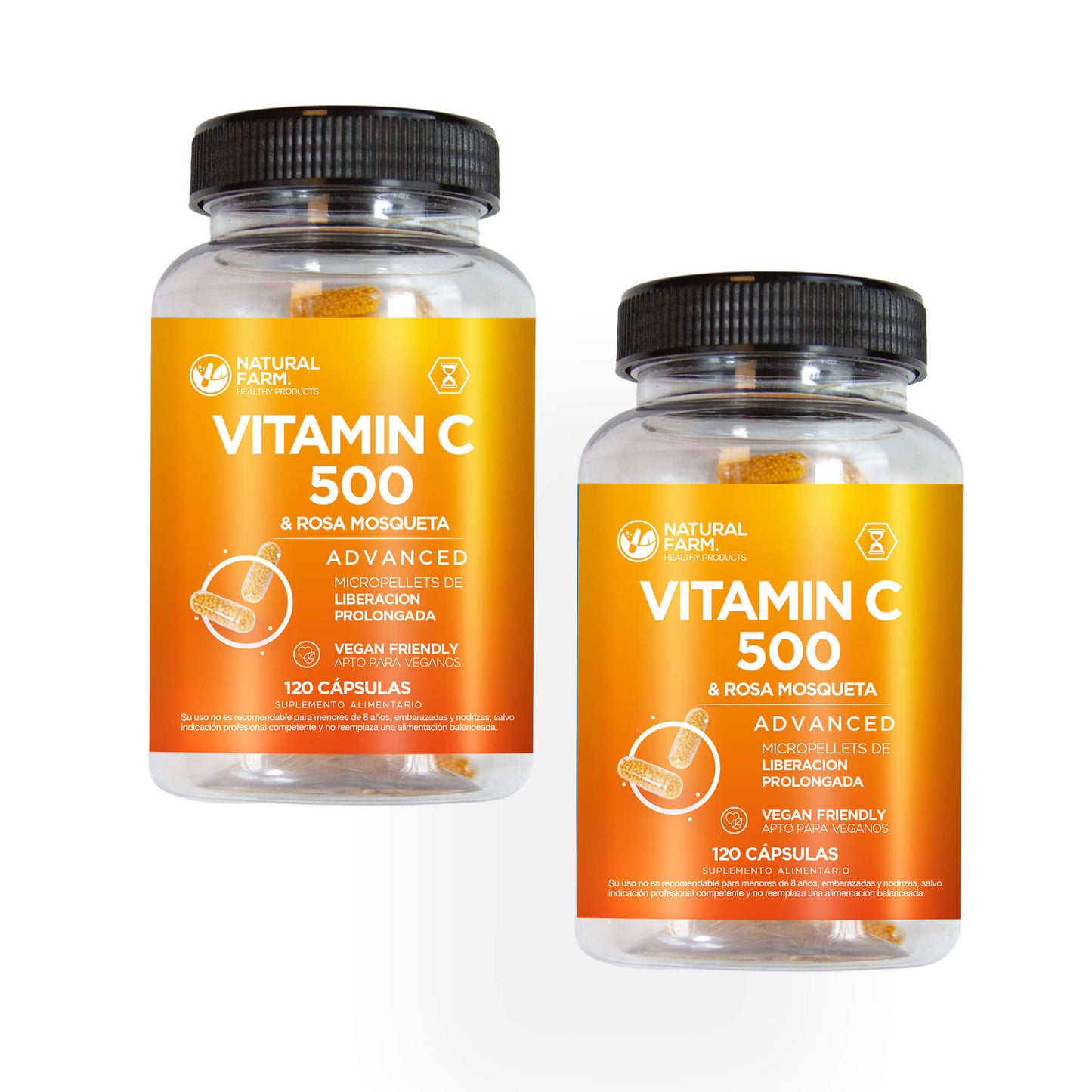 Vitamina C con Rosa mosqueta 120 cápsulas microgránulos
