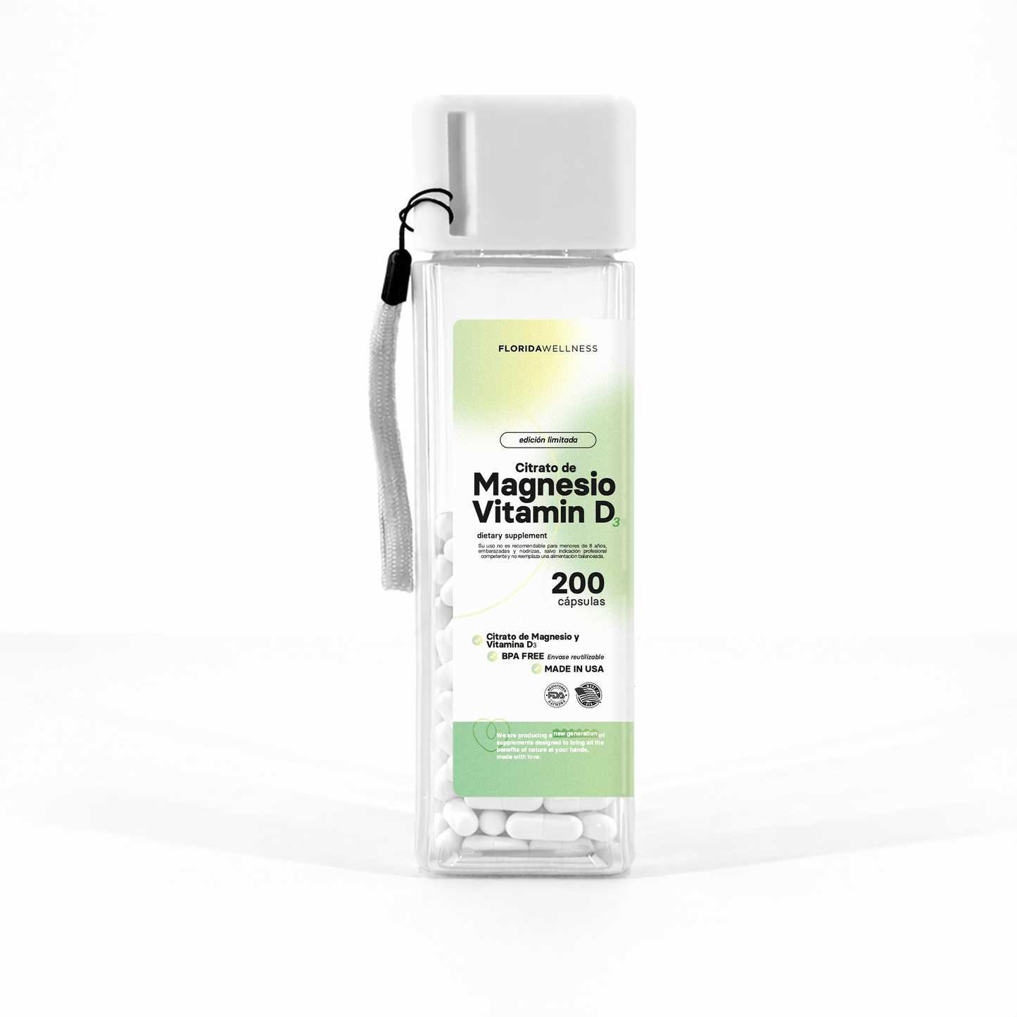 Citrato de magnesio con Vitamina D 200 Cápsulas