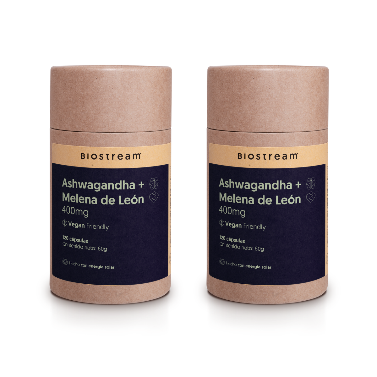 Ashwagandha + Melena de león 400mg 120 cápsulas Vegana