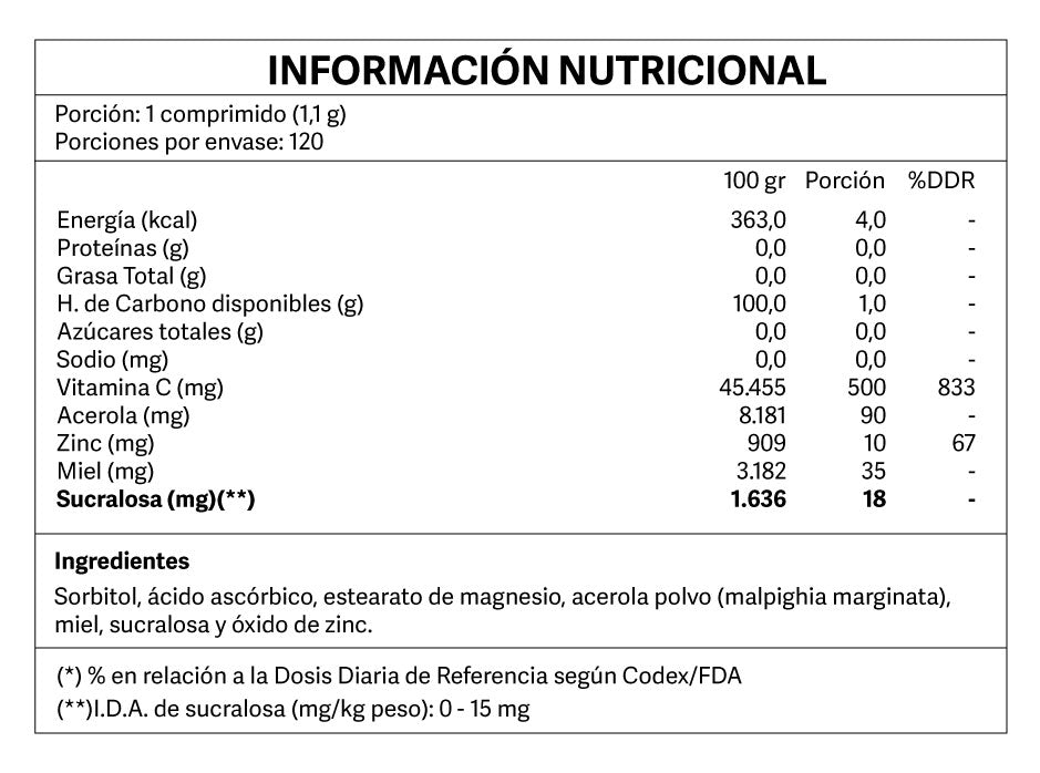Vitamina C Complex 120 comprimidos masticables