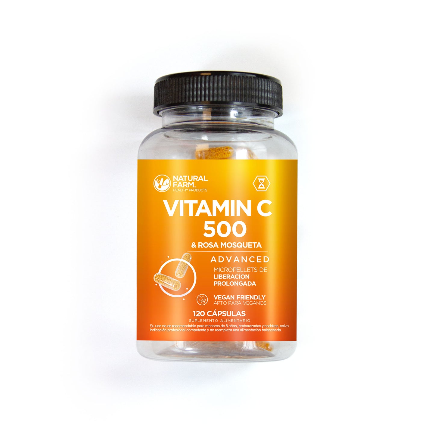 Vitamina C con Rosa mosqueta 120 cápsulas microgránulos