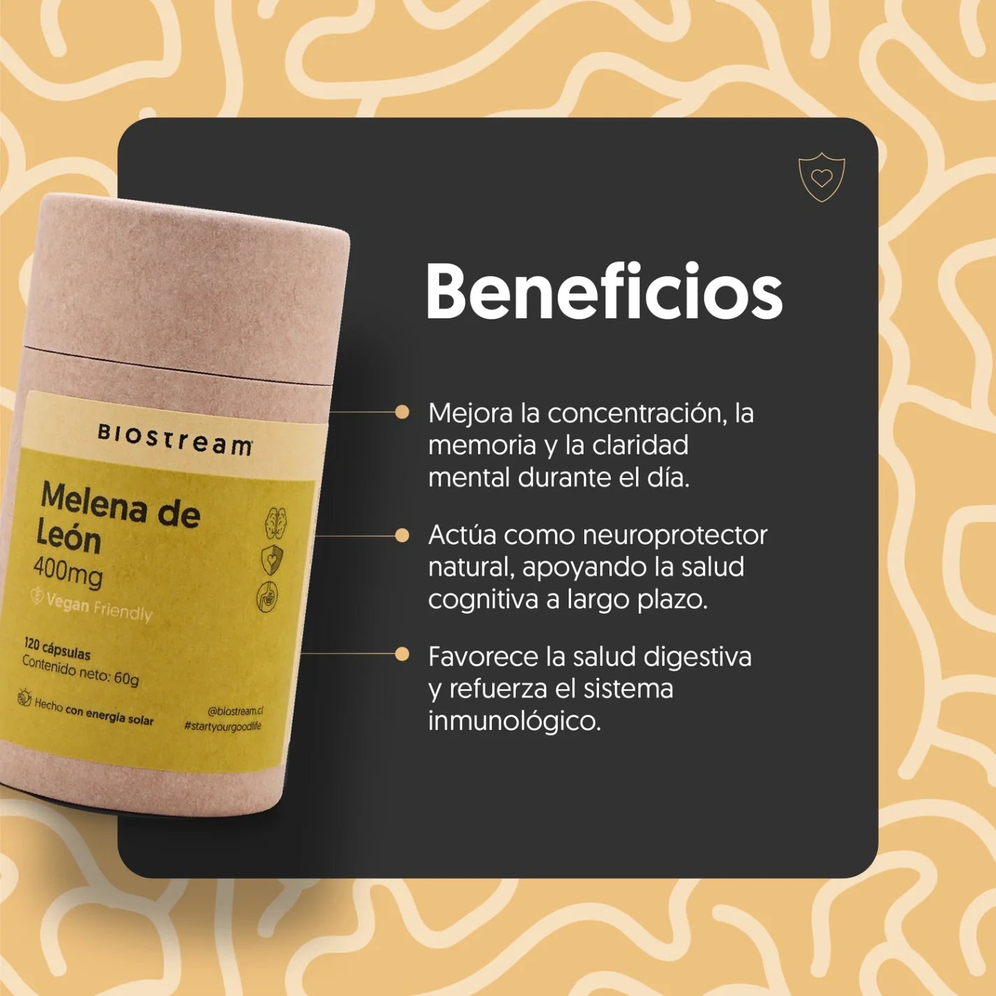 Hongo Melena de León 400mg 120 Cápsulas Vegano