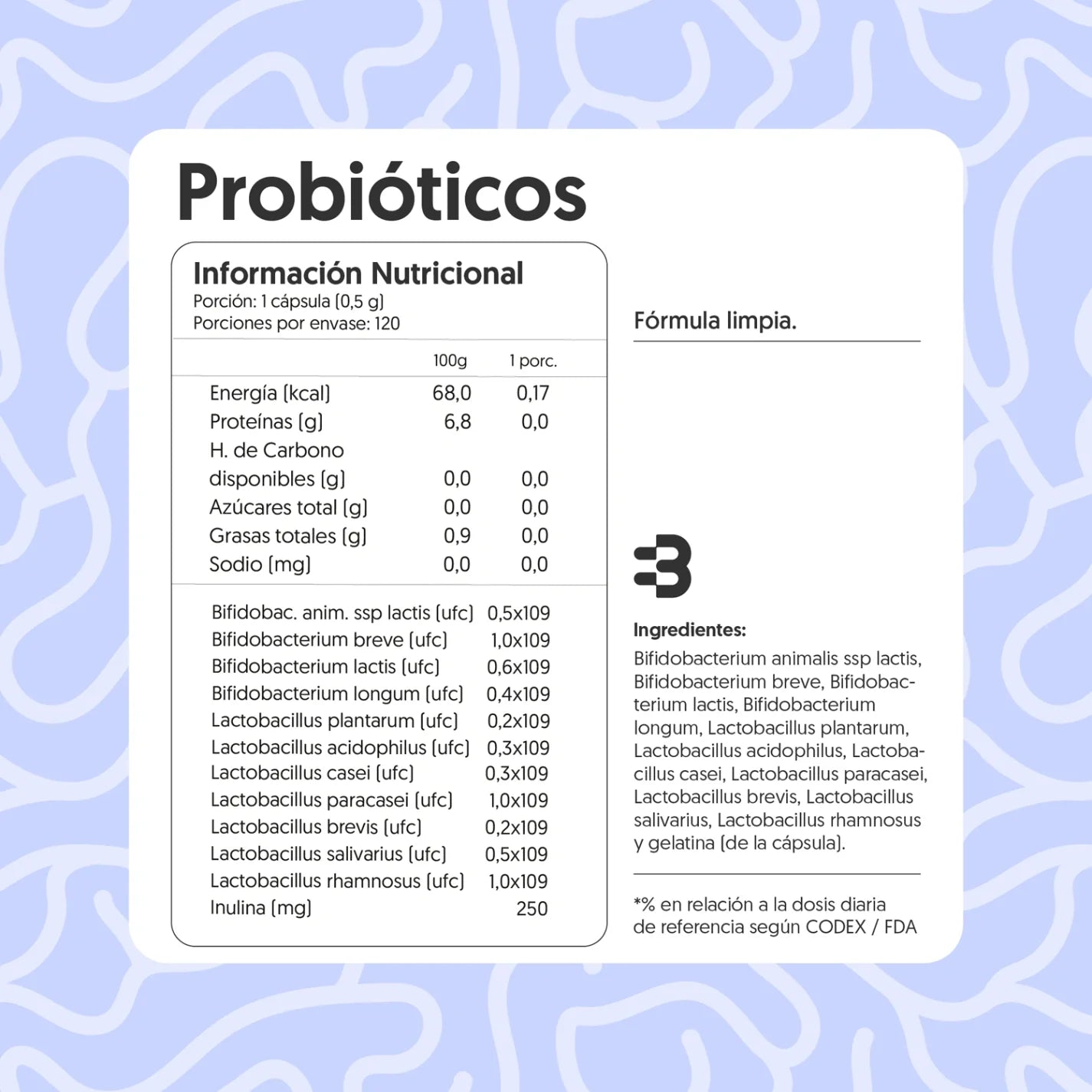 Probióticos 11 Cepas 6 Billones UFC 120 Cápsulas